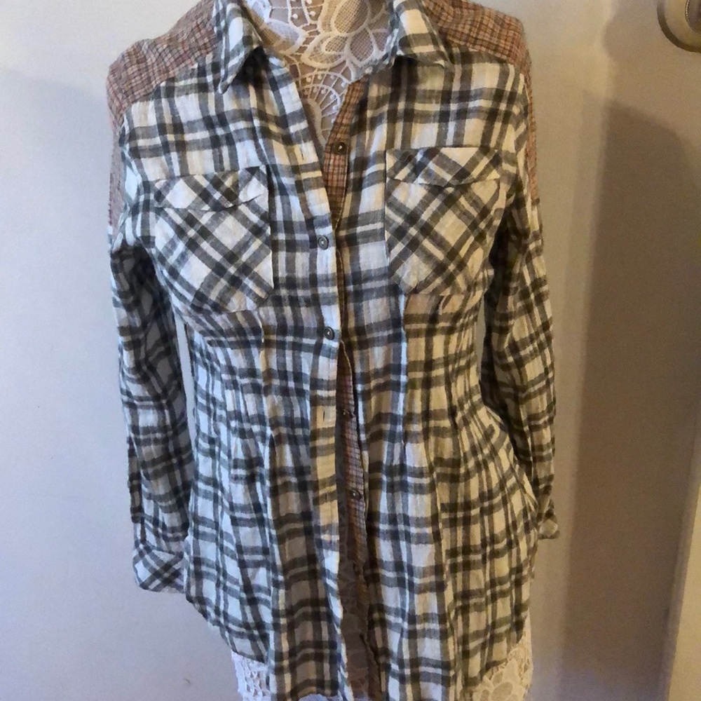 Free people flannel small button down